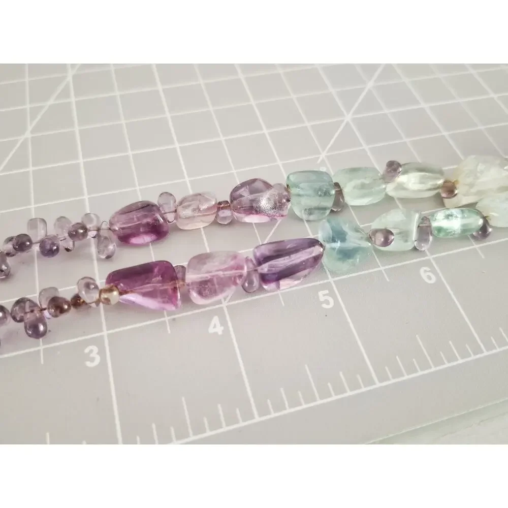 Beaded Multi Stone Purple and Blue Glass Necklace